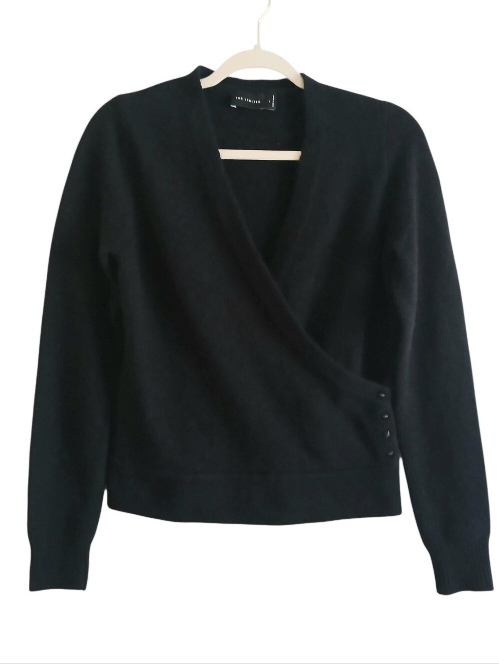 VINTAGE The Limited Angora And Wool Surplice Sweater Women's L Buttons Crossover